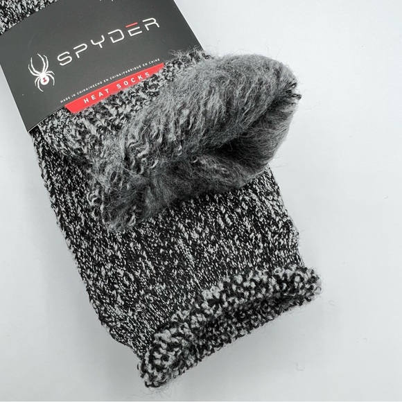 Spyder Heat Heathered Grey Socks With Spyder Logo Patch Men's Size 6-12 - Picture 3 of 6